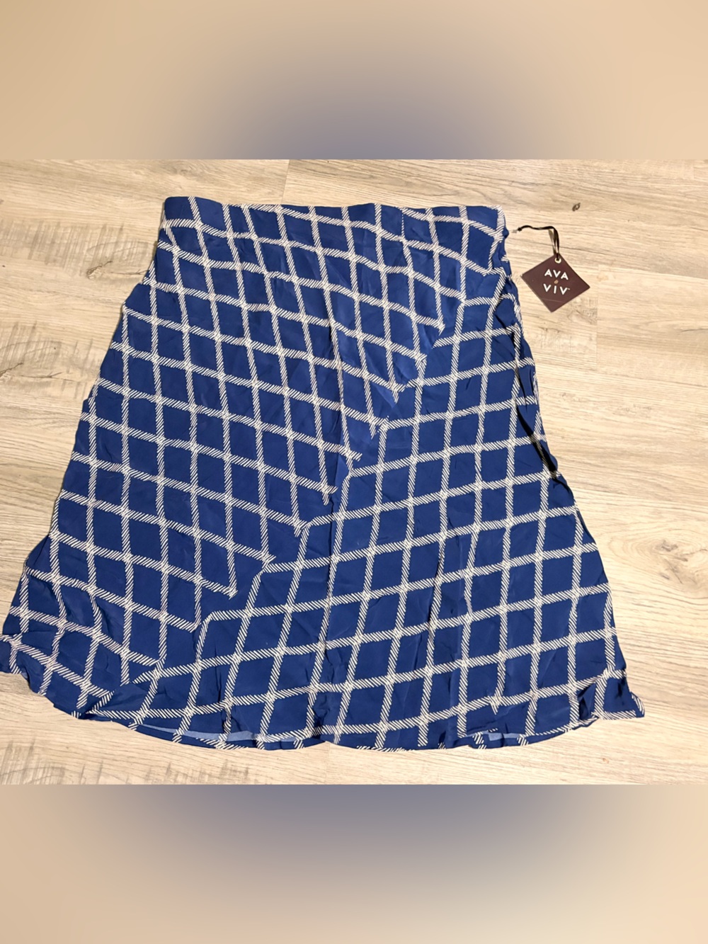 Ava & Viv Navy Blue Diamond-Grid Skater Skirt